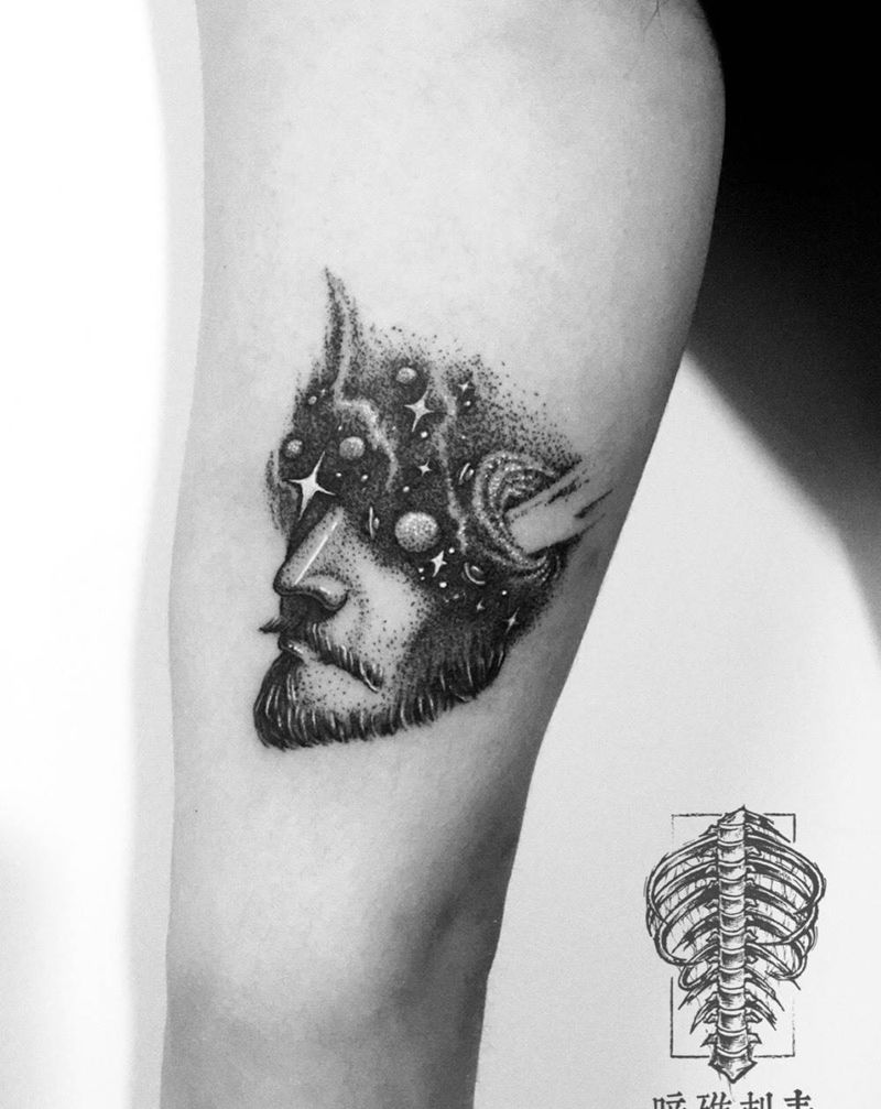 原创作品，星空男头纹身图片