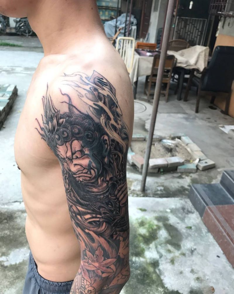 #刺锦堂纹身#今日作品更新# 黑灰底 进度中…#纹身图片