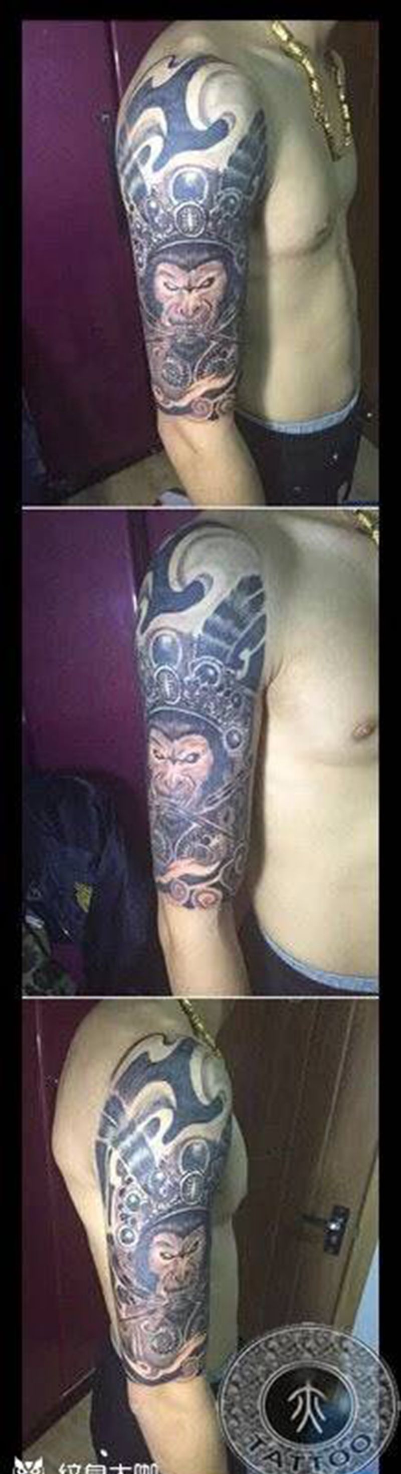 齐天大圣纹身图片_手臂传统鬼神纹身图案