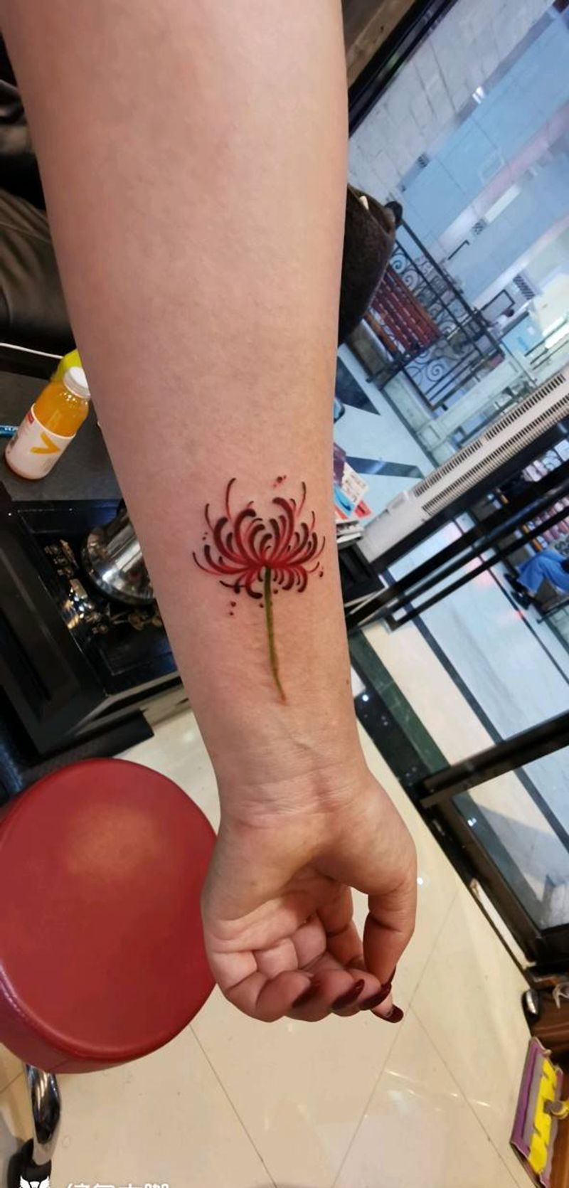 彼岸花纹身图片_手臂水彩纹身图案