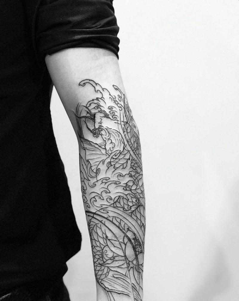 今工：小臂鲤鱼纹身图片