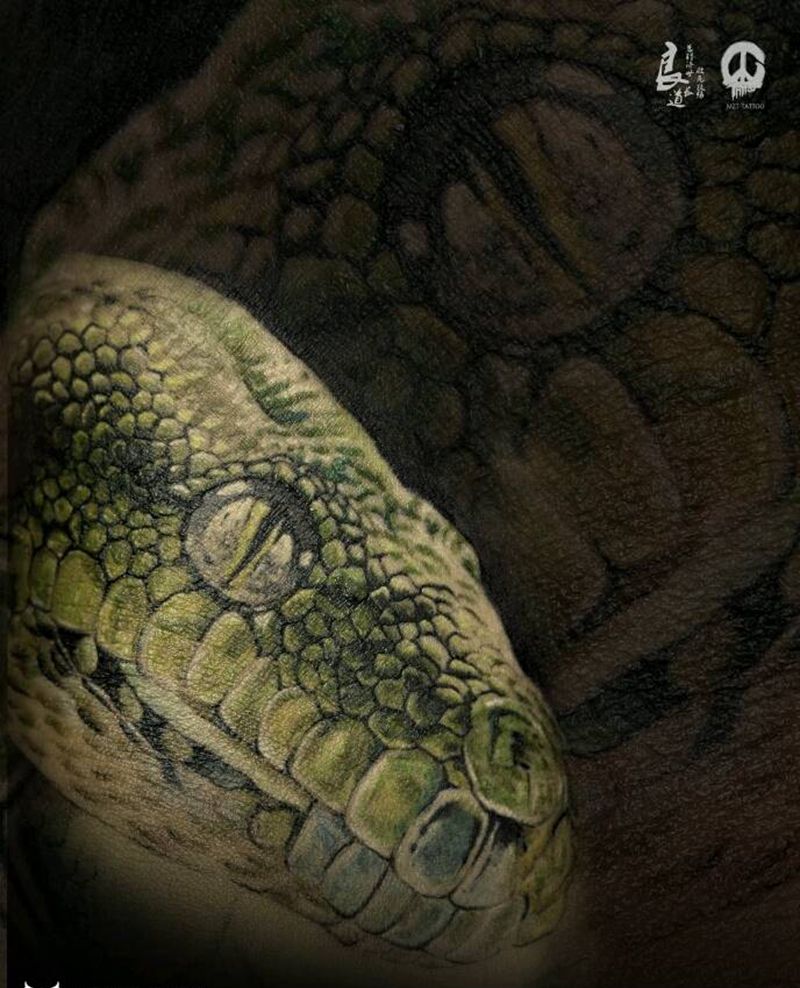 未完成蛇纹身图片_手臂纹身图案