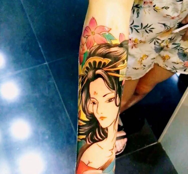 艺妓纹身图片_传统纹身图案