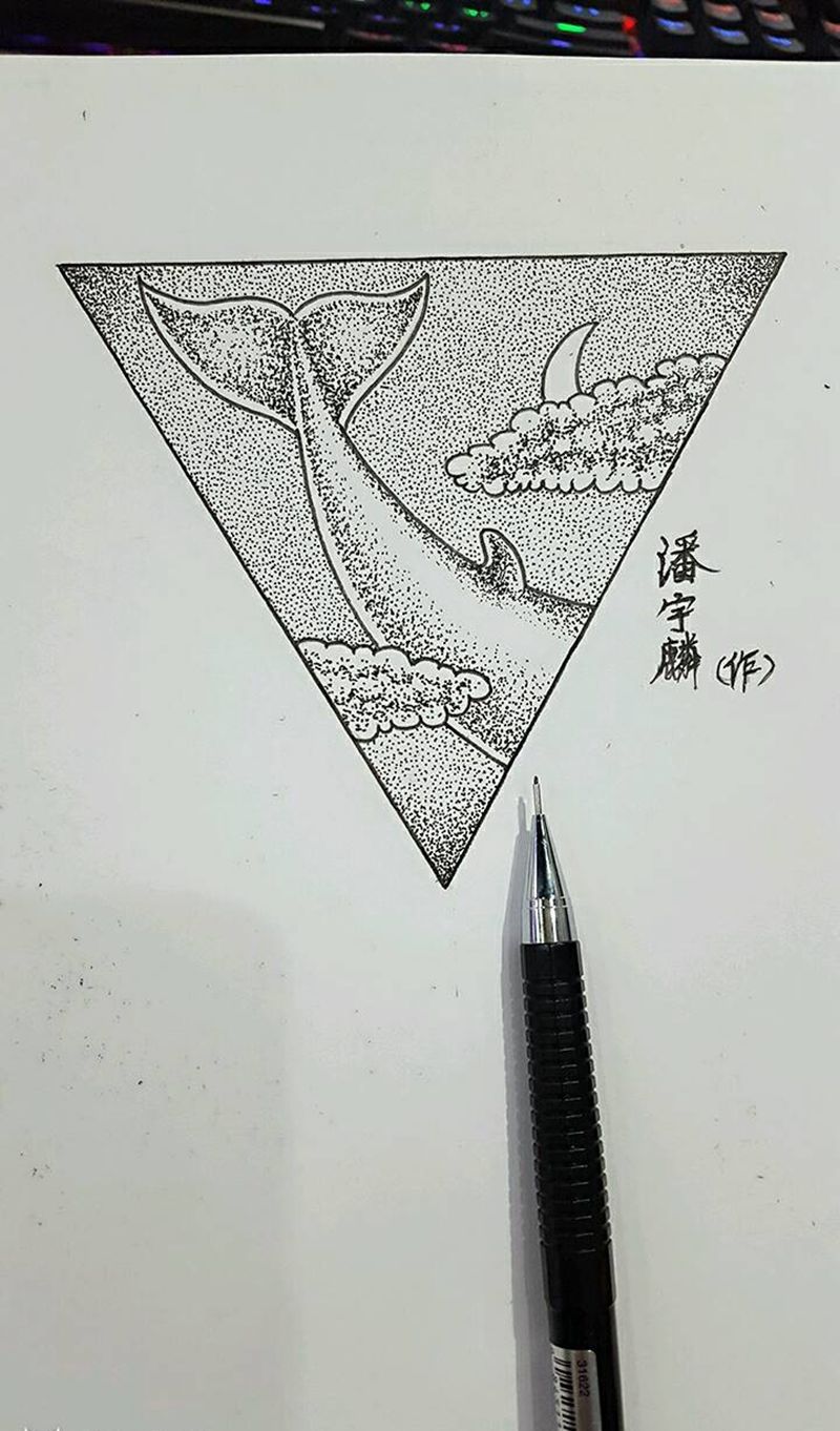 自创点刺小图手稿纹身图片