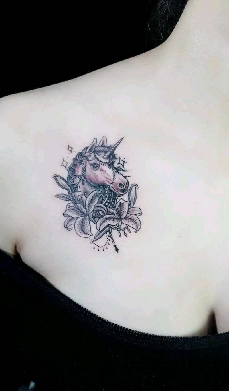 独角兽遮盖纹身图片