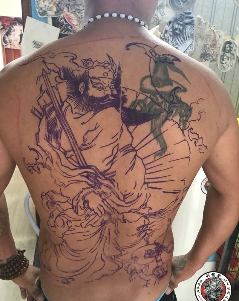 明天继续 浙江赶来了老铁加油 咱两天把他完成纹身图片