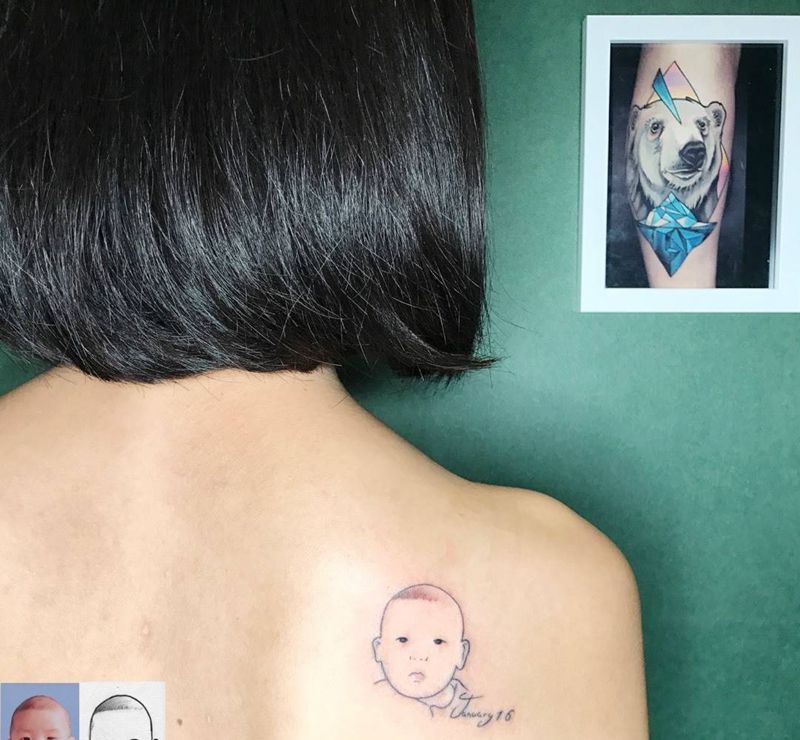 简笔头像纹身图片_原创纹身图案