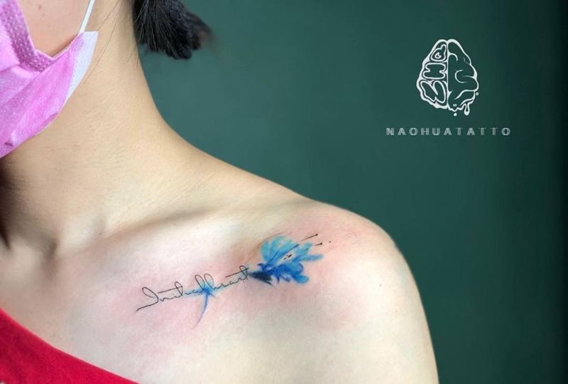 字母水彩纹身图片