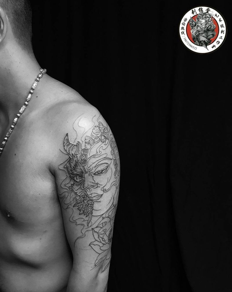 武汉纹身店#刺锦堂纹身#今日作品更新 （一念未完成）大哥要求 牛逼就行纹身图片