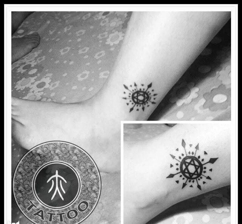 小图腾纹身图片_成品腿部图腾清新纹身图案