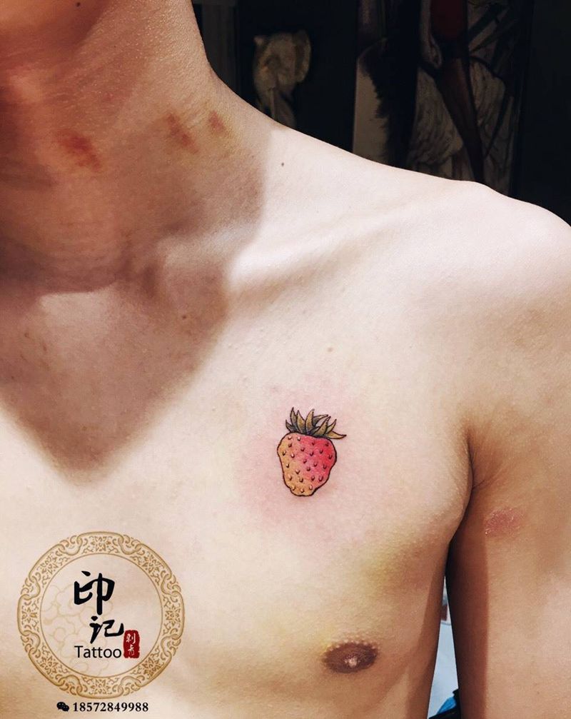 清新草莓派纹身图片