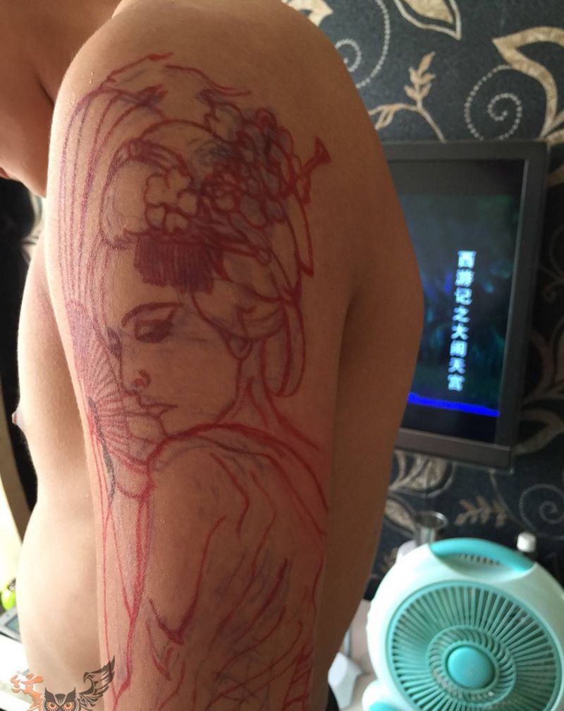 般若花臂纹身图片