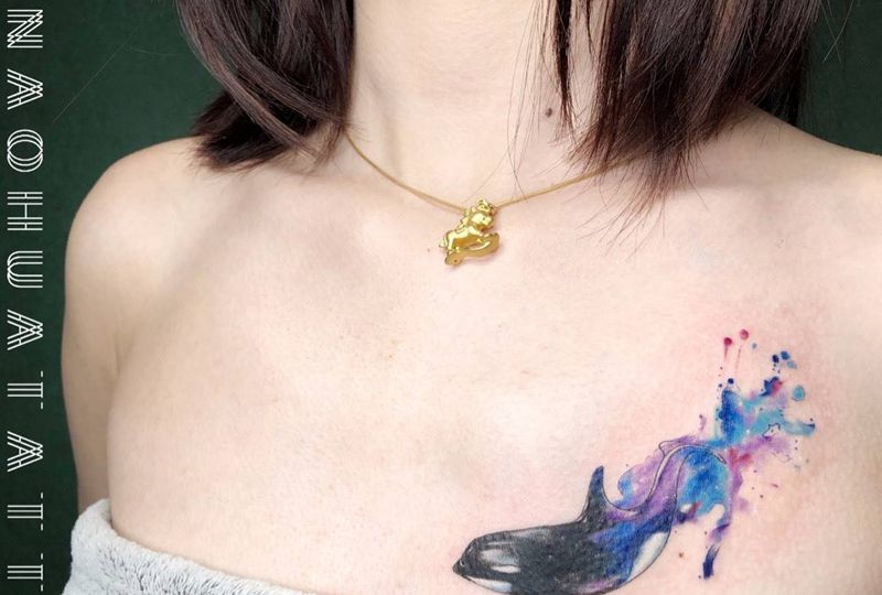 遮盖鲸鱼纹身图片