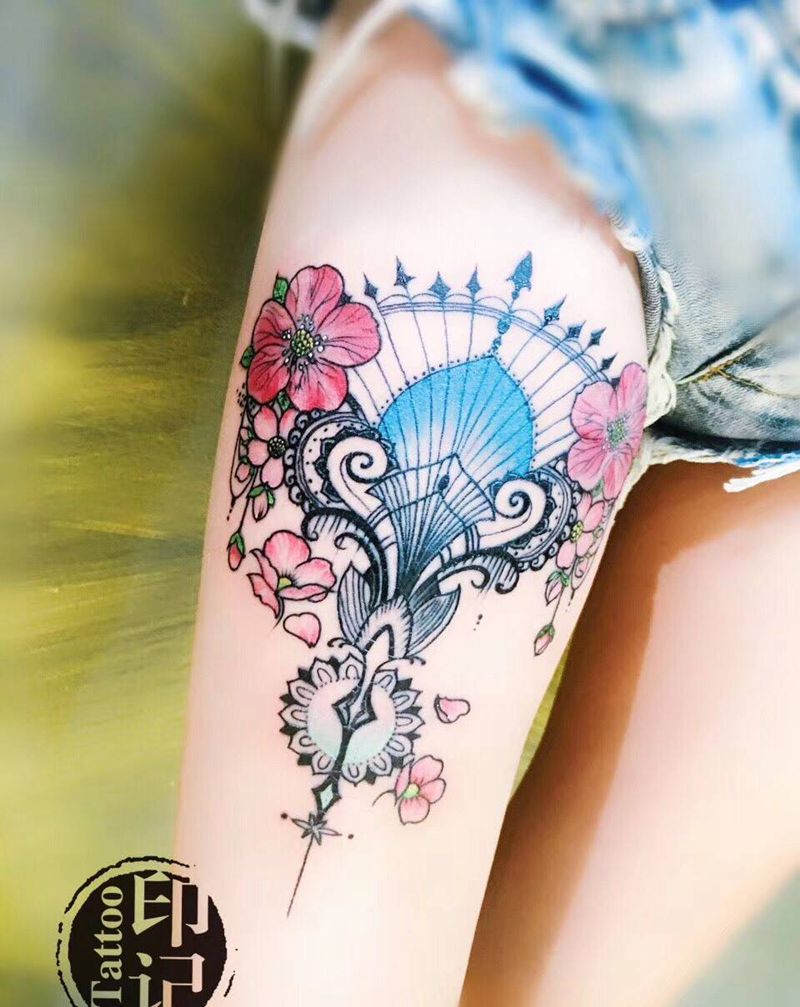 扇花纹身图片