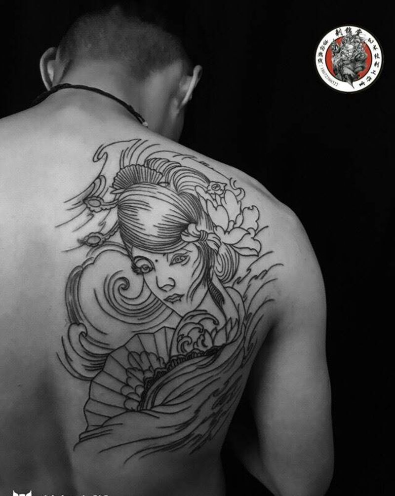 今日作品更新#明月线条#纹身图片