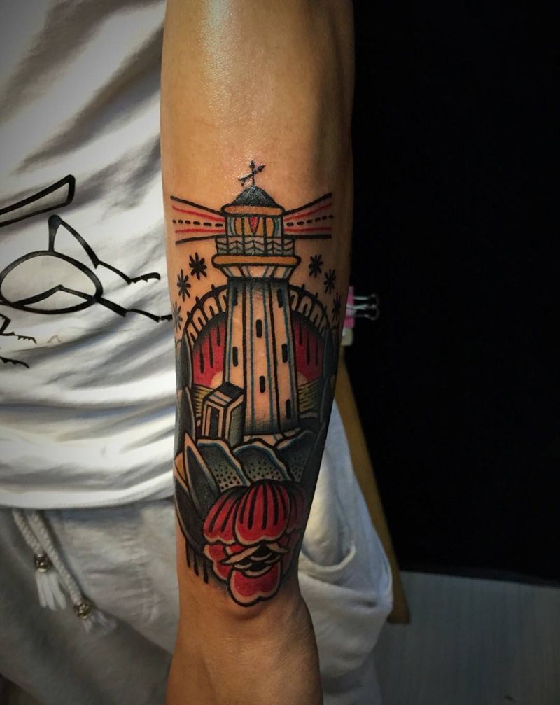 old school灯塔纹身图片