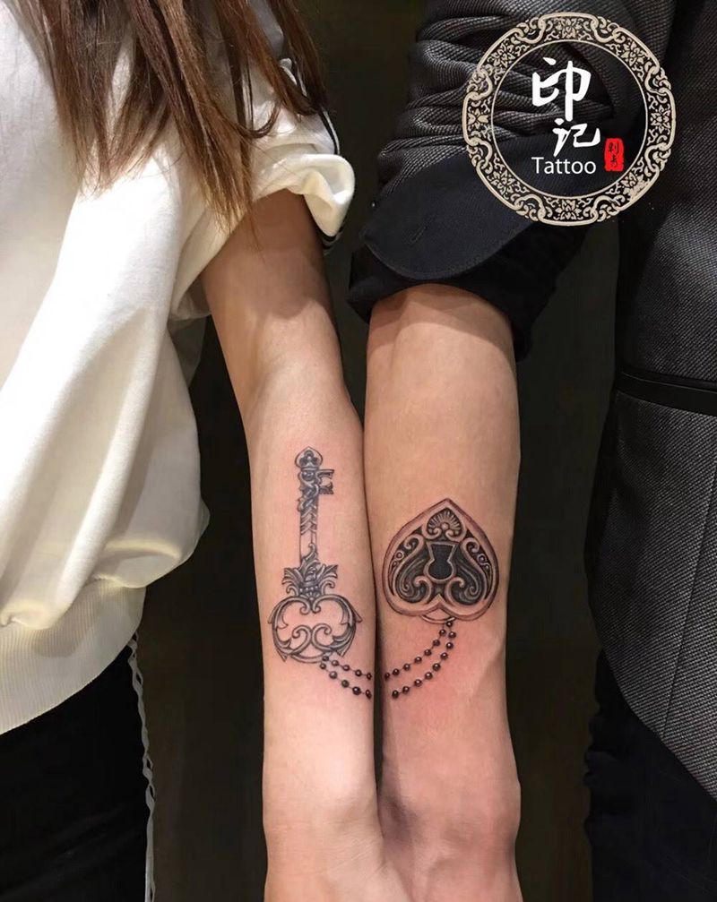 钥匙锁纹身图片