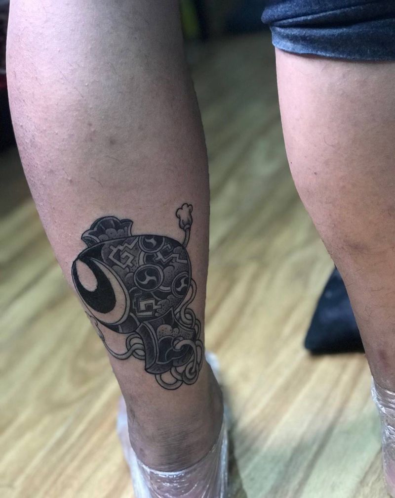 今工：福锤 黑灰底完成（未完成）纹身图片