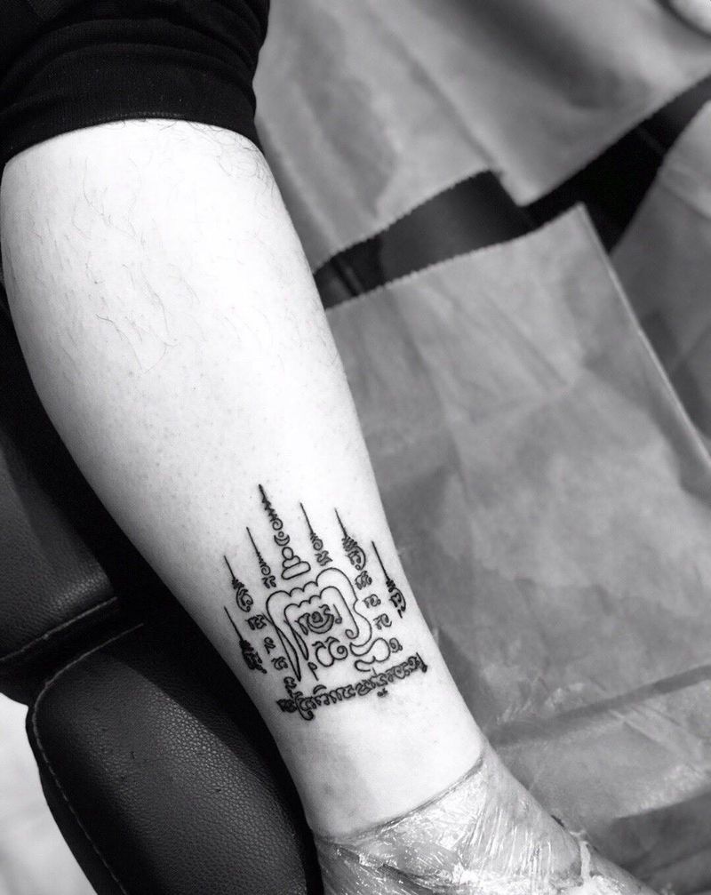 #武汉刺锦堂纹身帖[超话]#今日作品更新#法力刺符# 寓意健康快乐纹身图片