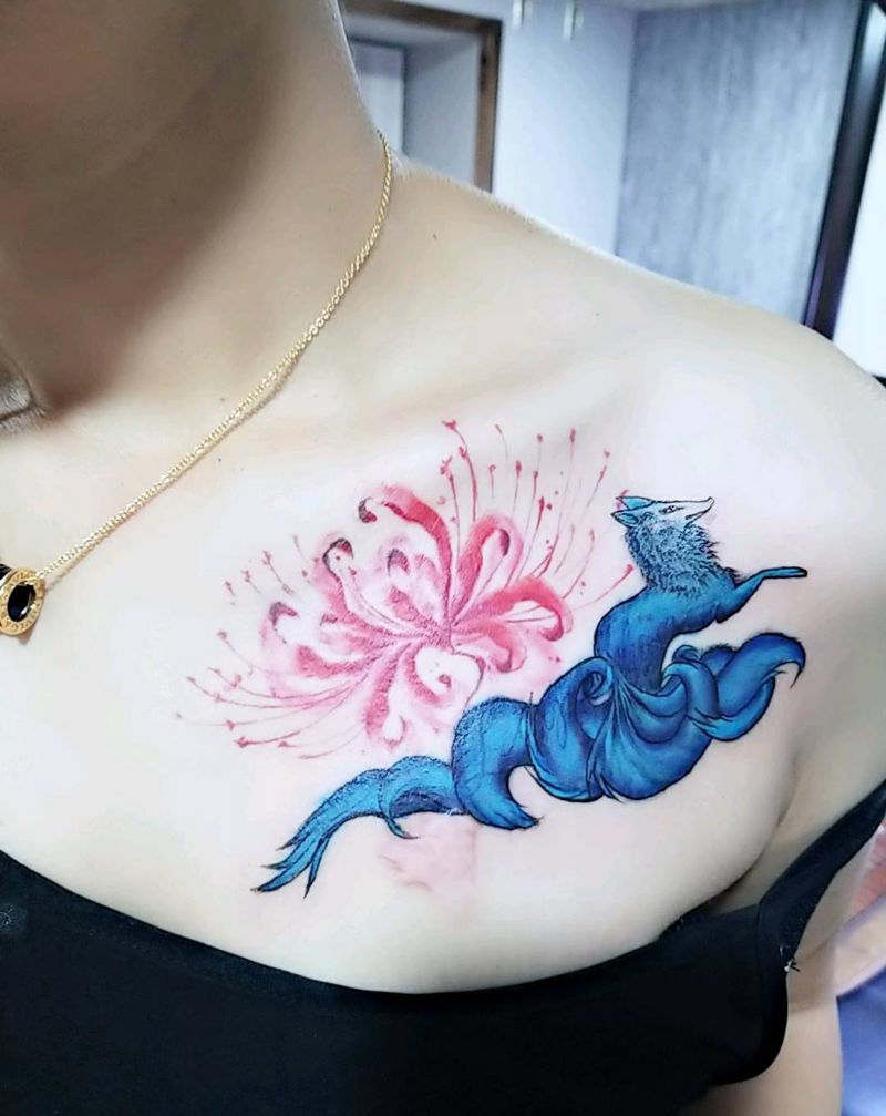 胸部遮盖纹身图片_胸部欧美写实水彩纹身图案