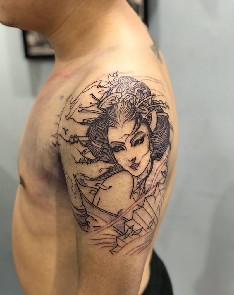 今日作品更新#艺姬#未完待续…纹身图片