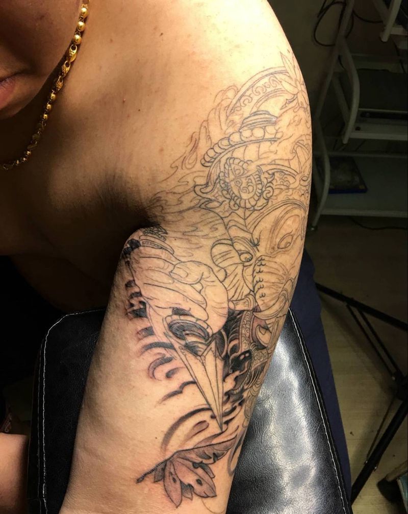 武汉刺锦堂纹身#今日作品更新#象神 明天继续纹身图片