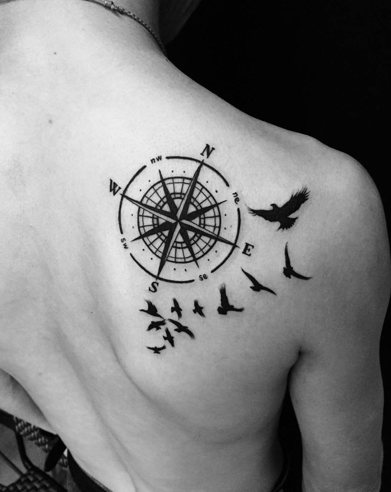 指南针纹身图片