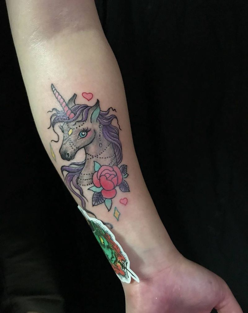 今日作品#独角兽#代表着希望纹身图片