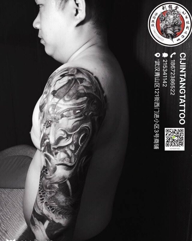 般若七分袖纹身图片