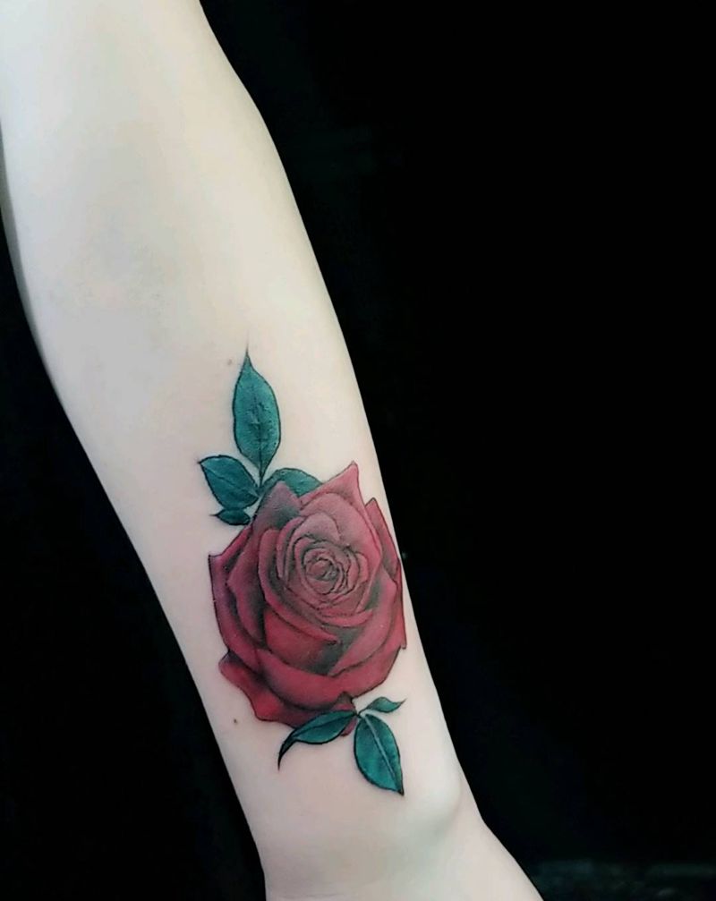 玫瑰花遮盖纹身图片