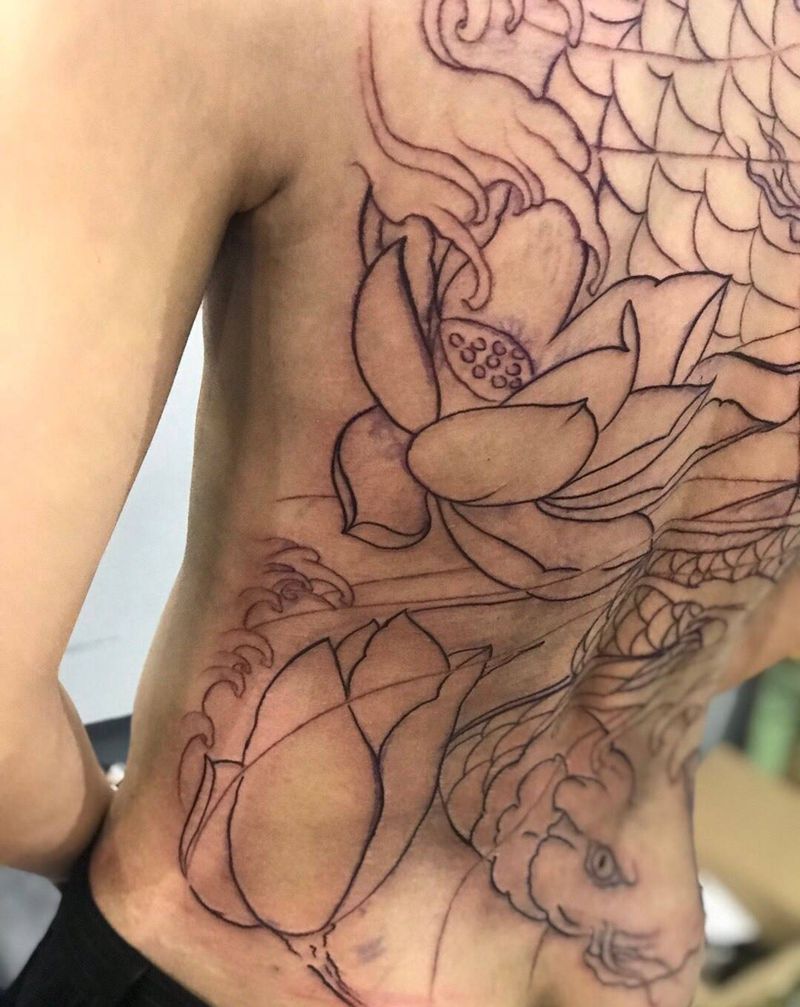 今日作品更新#线条进度中…待扩线 添加细节纹身图片