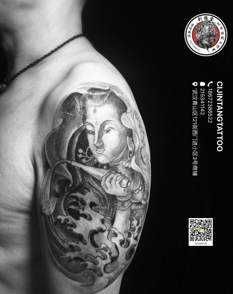 今日刺青：观世音完成纹身图片