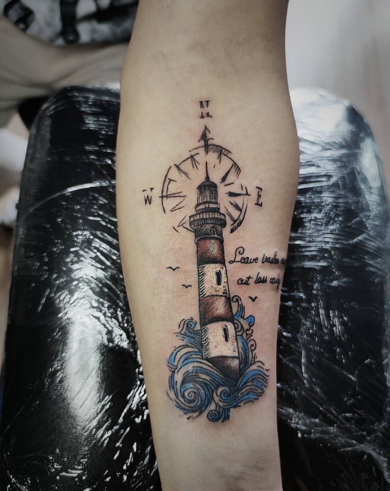 灯塔纹身图片_手臂New School纹身图案