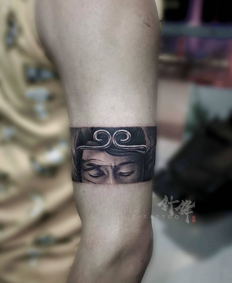 一生所爱纹身图片_手臂新传统欧美写实臂环纹身图案