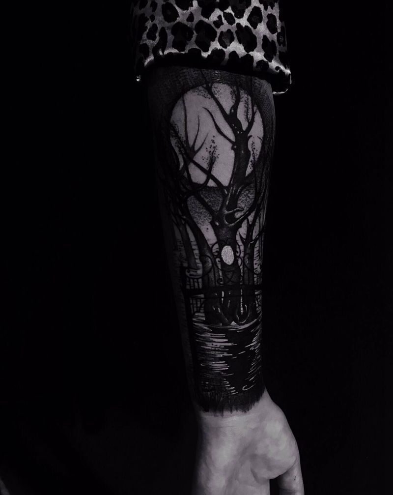 树纹身图片_手臂Old SchoolNew School纹身图案