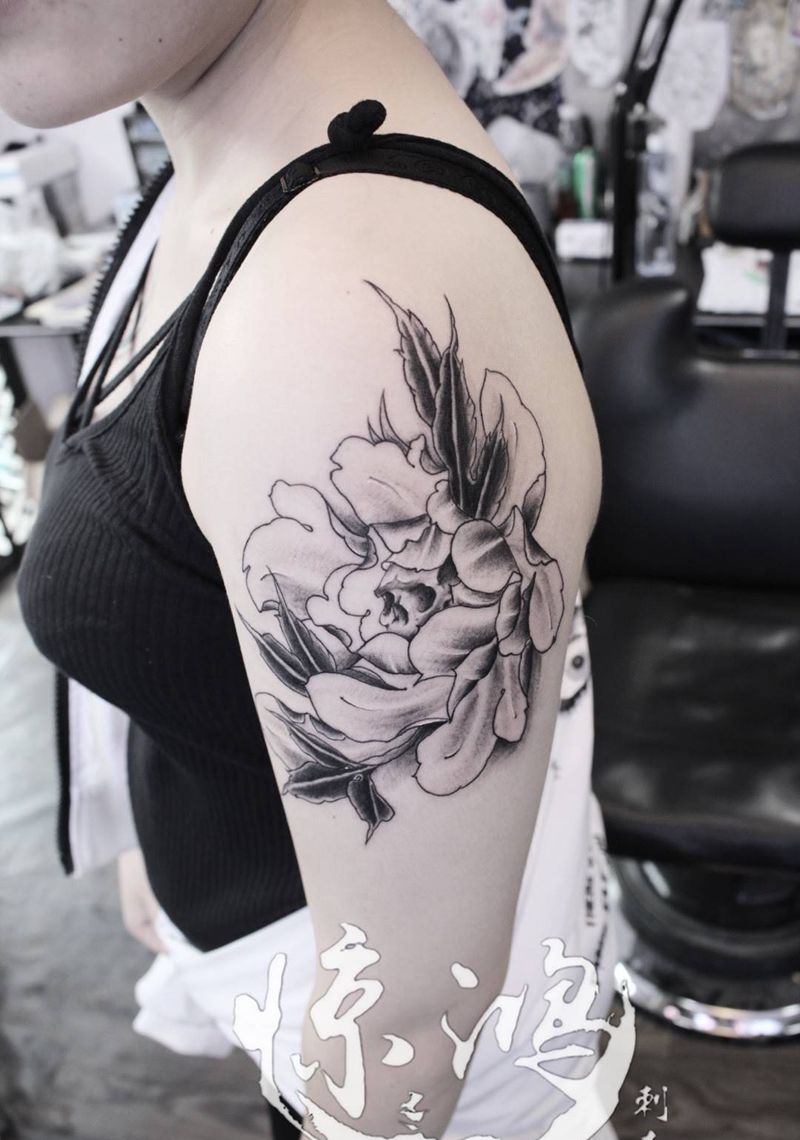 牡丹纹身图片_成品纹身图案
