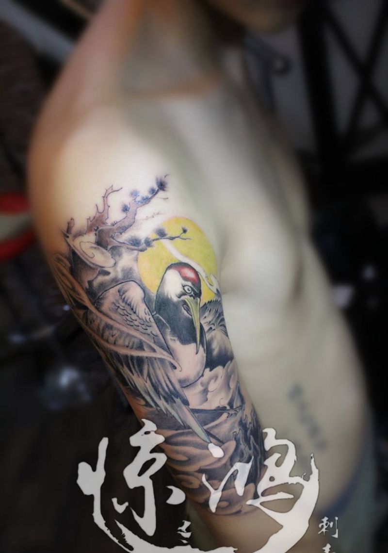 闲云野鹤纹身图片