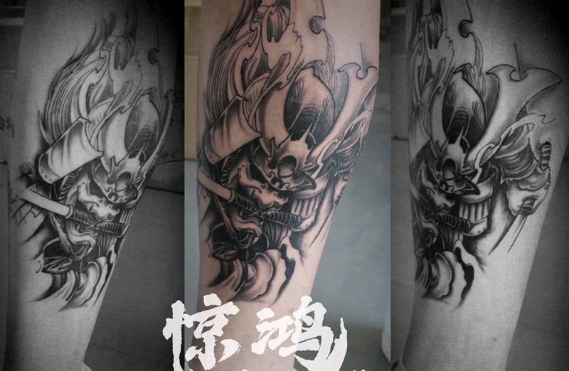 鬼武士纹身图片_手臂纹身图案