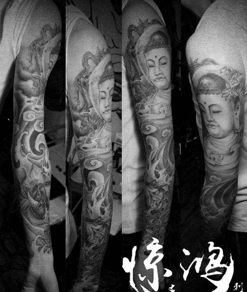 传统花臂纹身图片