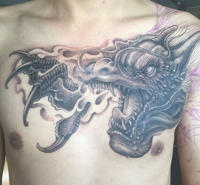 龙。客人自带图。纹身图片