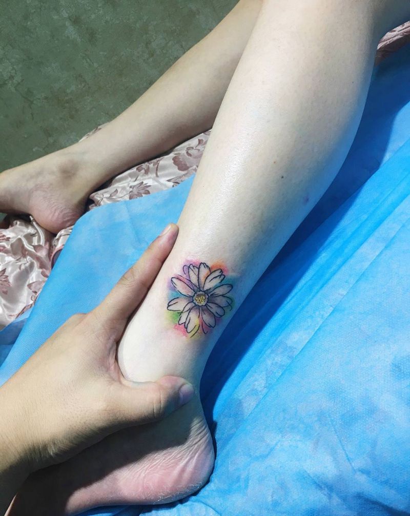 水彩菊花纹身图片