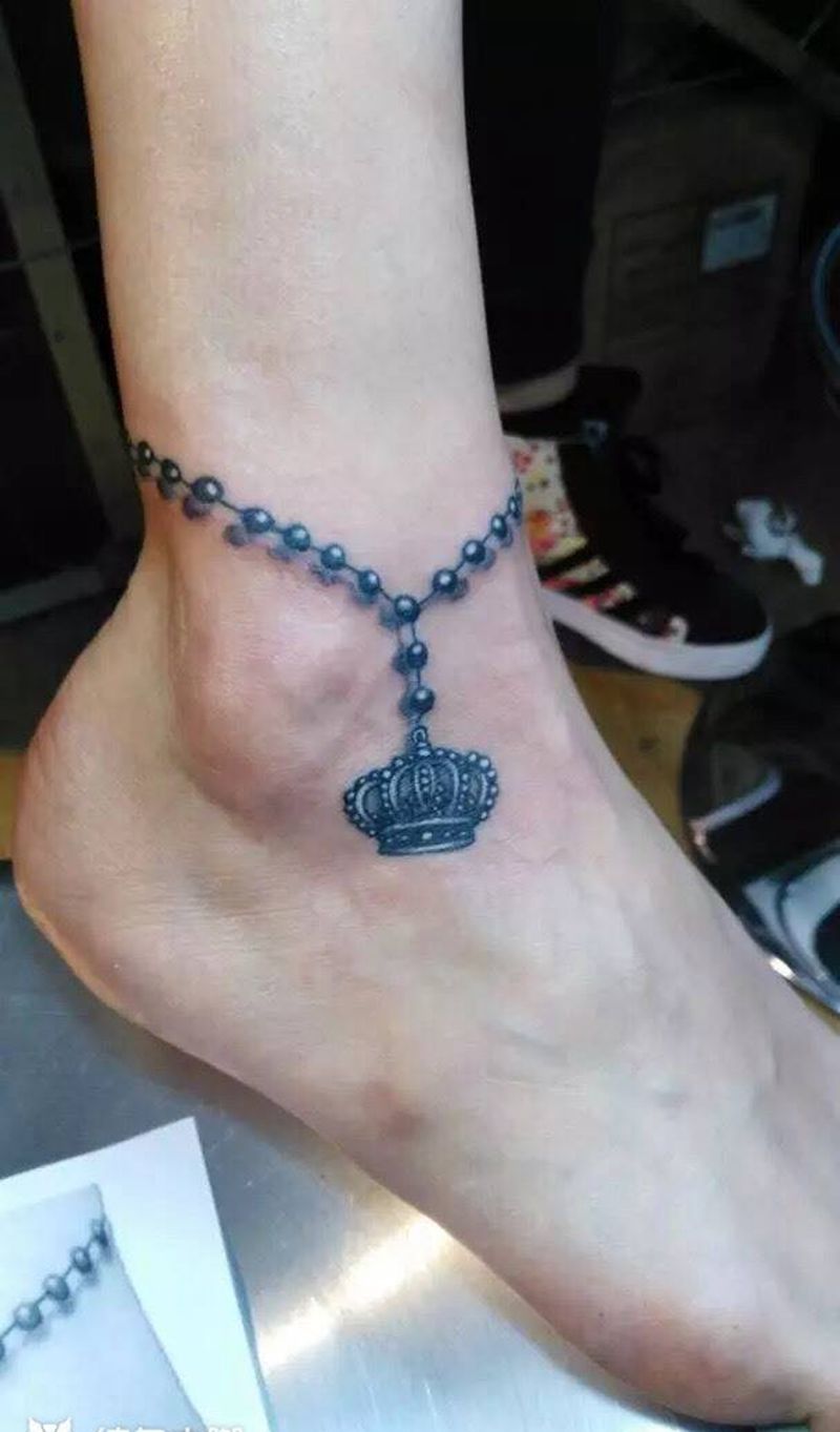 脚链纹身图片
