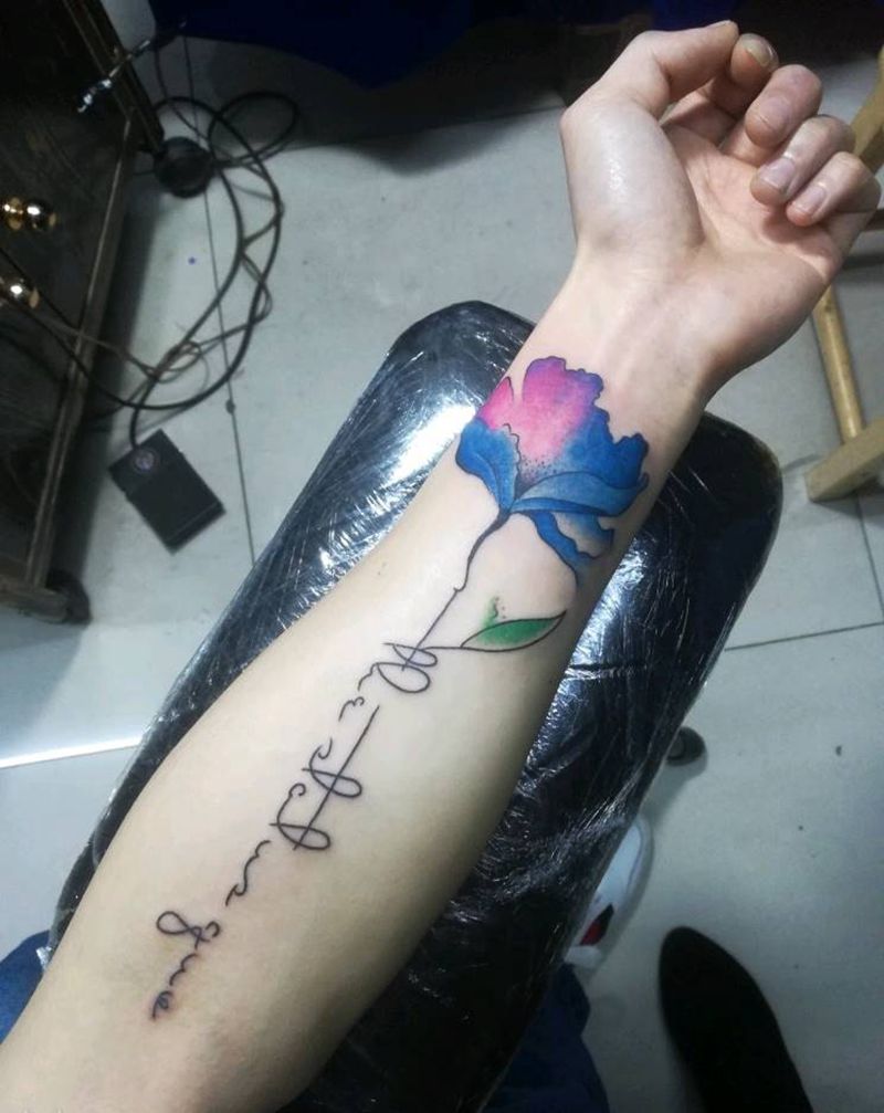 个性水彩花纹身图片_手部水彩纹身图案