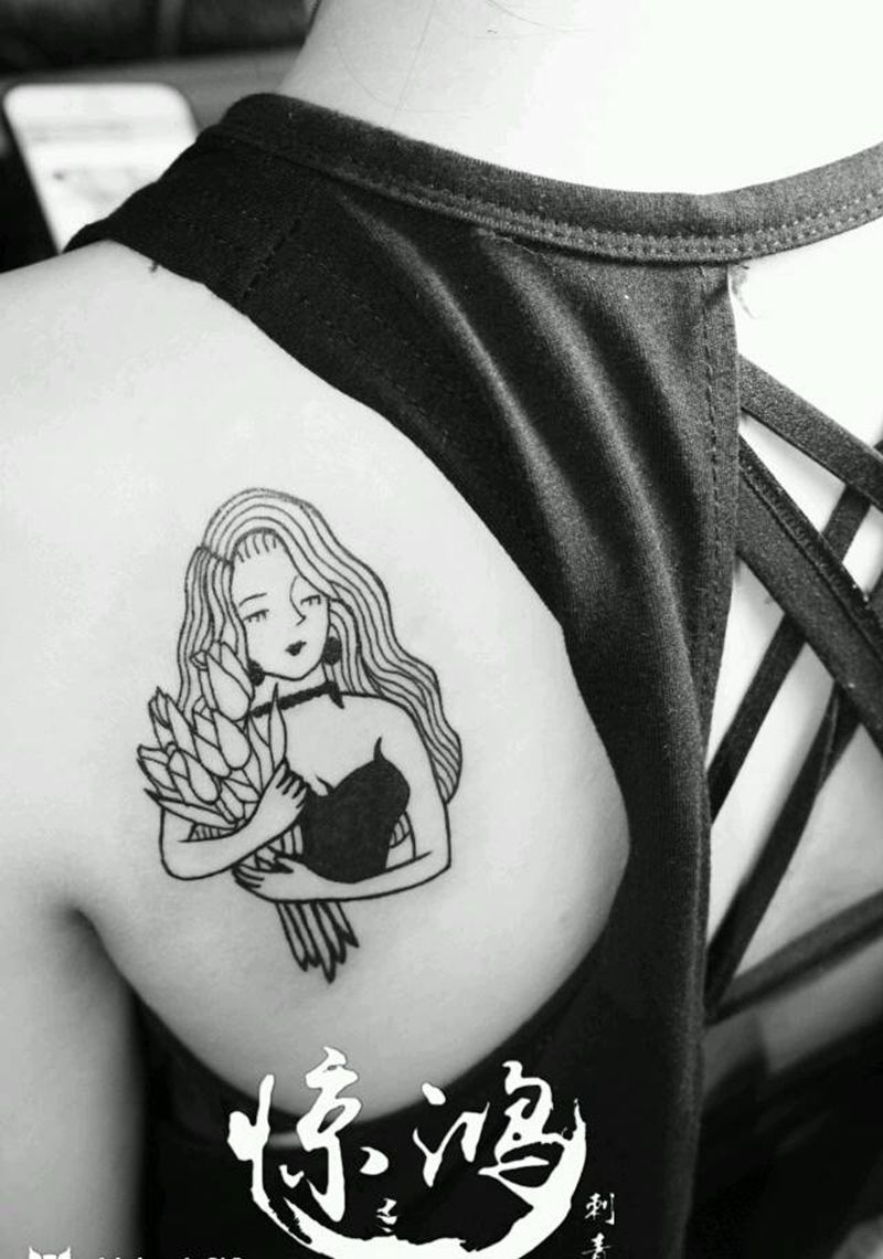 暗黑系美少女纹身图片_成品纹身图案