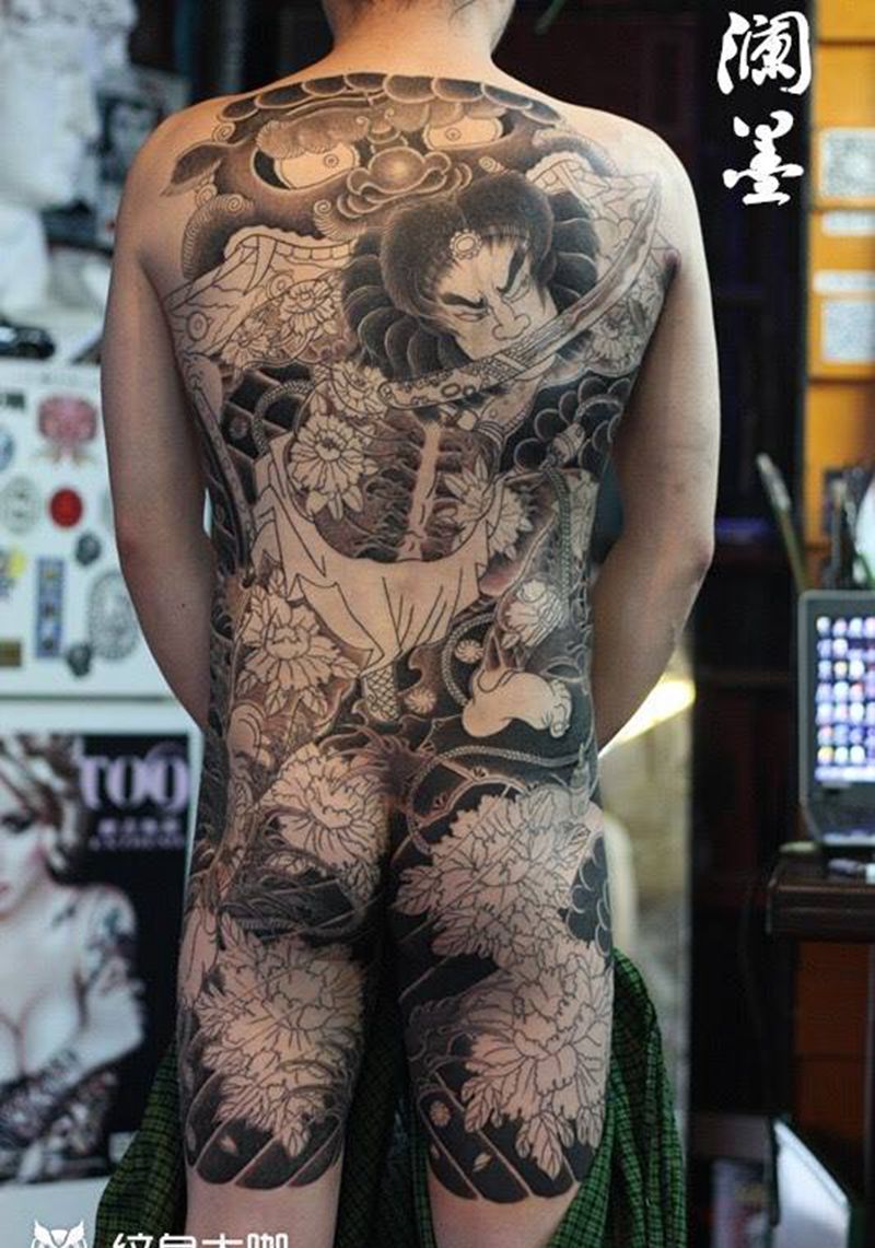 传统满背，浪里白条 张顺纹身图片