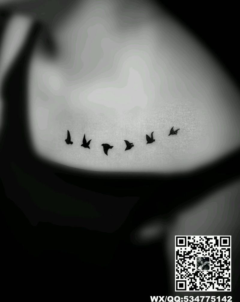 锁骨飞鸟纹身图片_胸部清新动物成品纹身图案