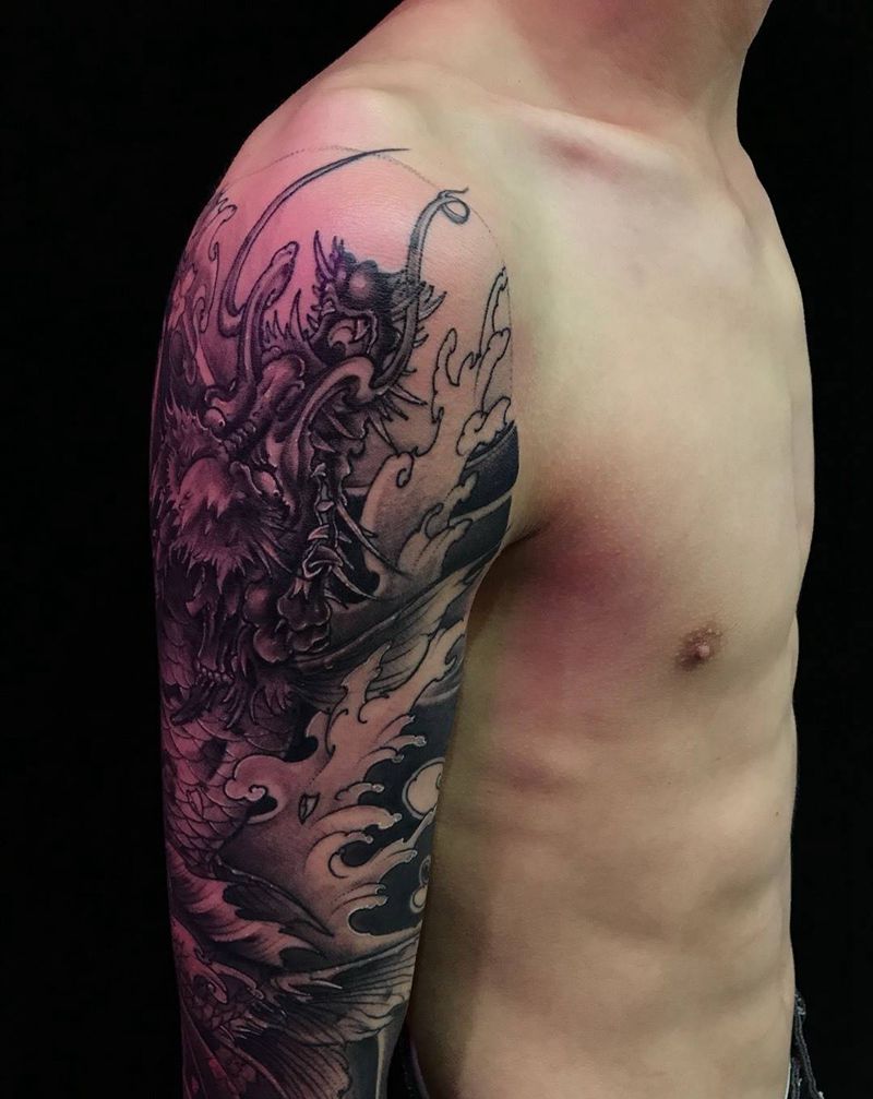 接花臂 钟馗非本人纹身图片