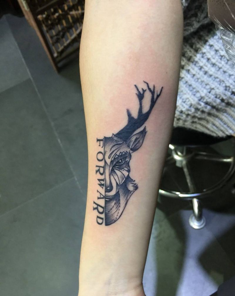 鹿头纹身图片