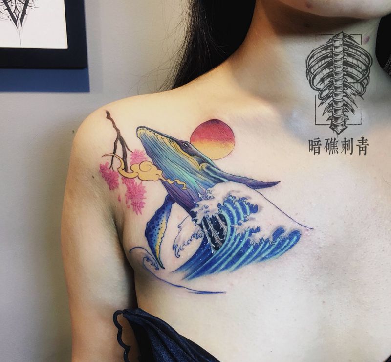 浮世绘鲸鱼纹身图片