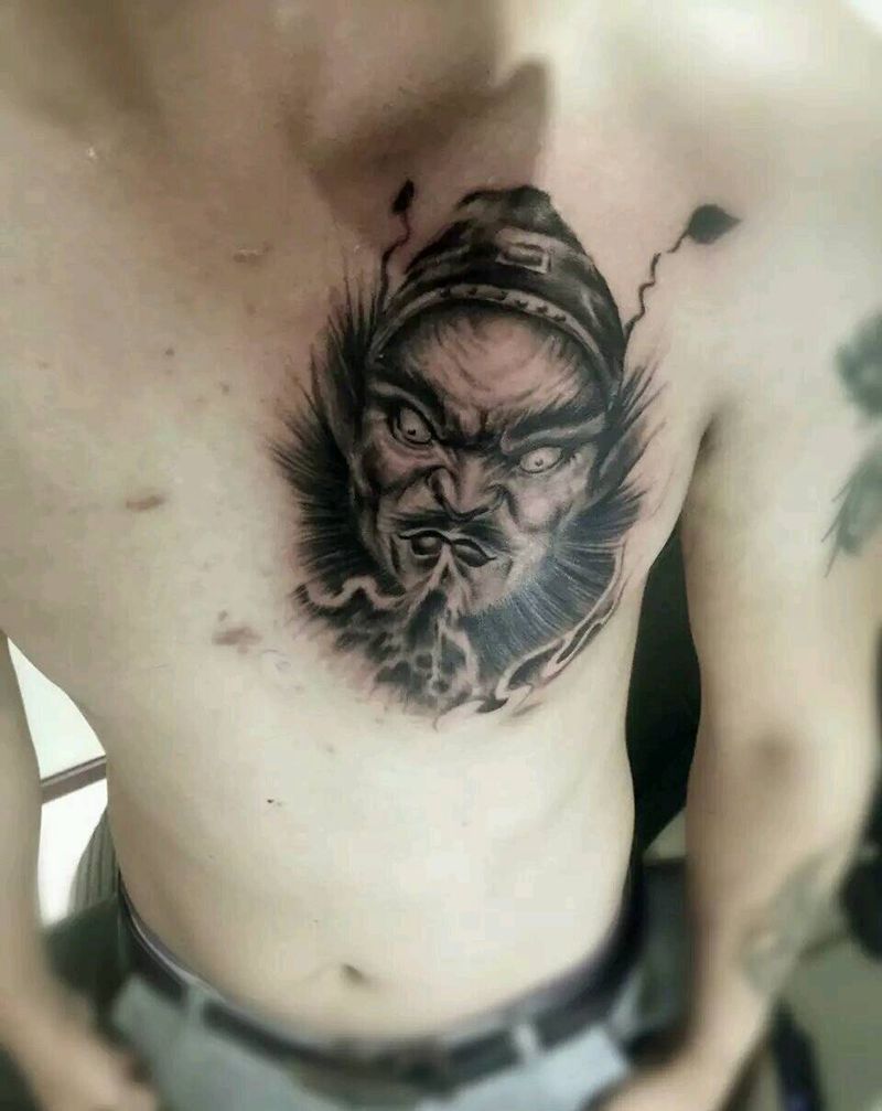 传统.钟馗纹身图片_胸部传统肖像人物鬼神成品纹身图案